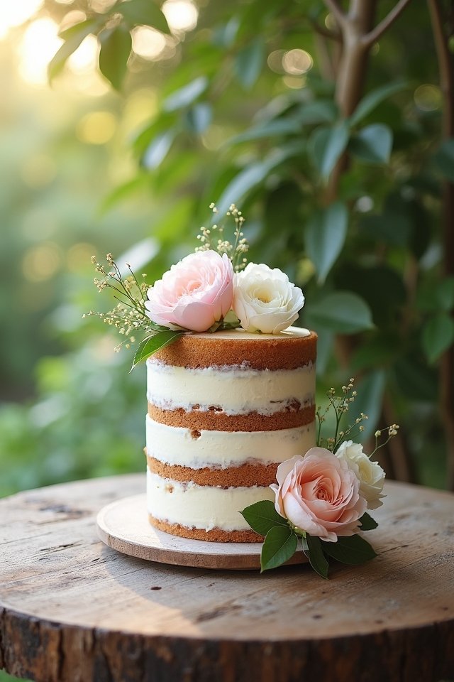romantic elegant naked cake