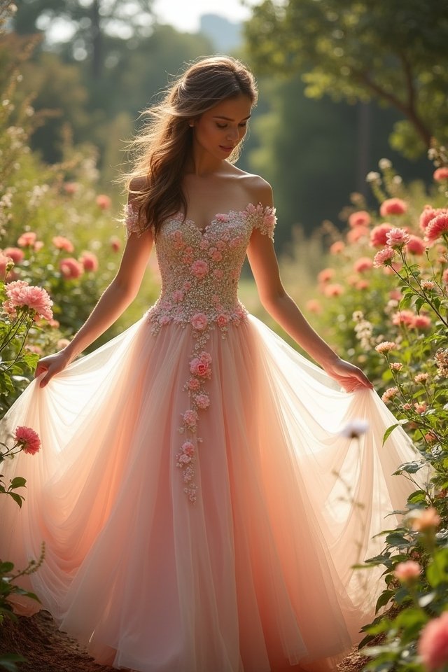 romantic floral appliqu dress