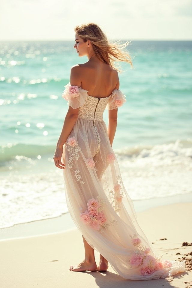 romantic floral beach gown