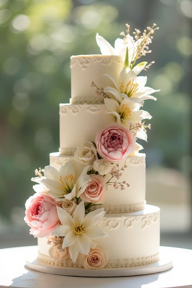 romantic floral wedding cake