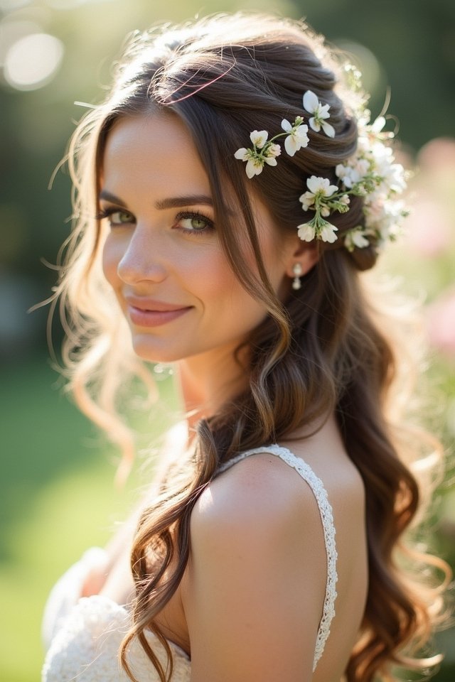 romantic floral wedding hairstyle