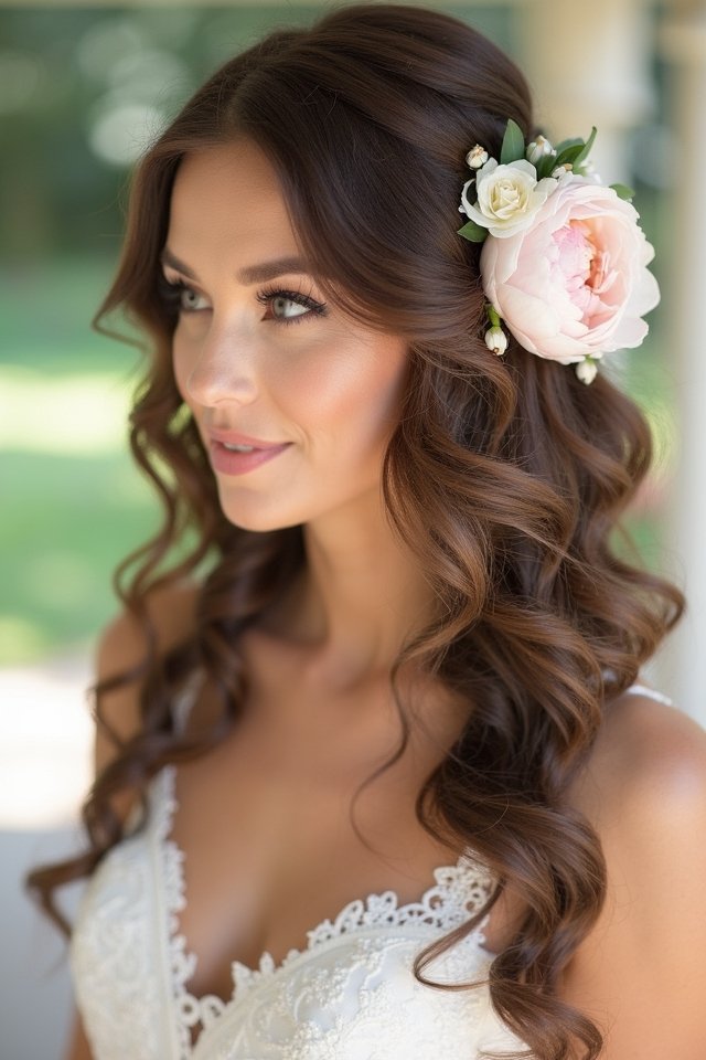 romantic floral wedding hairstyle