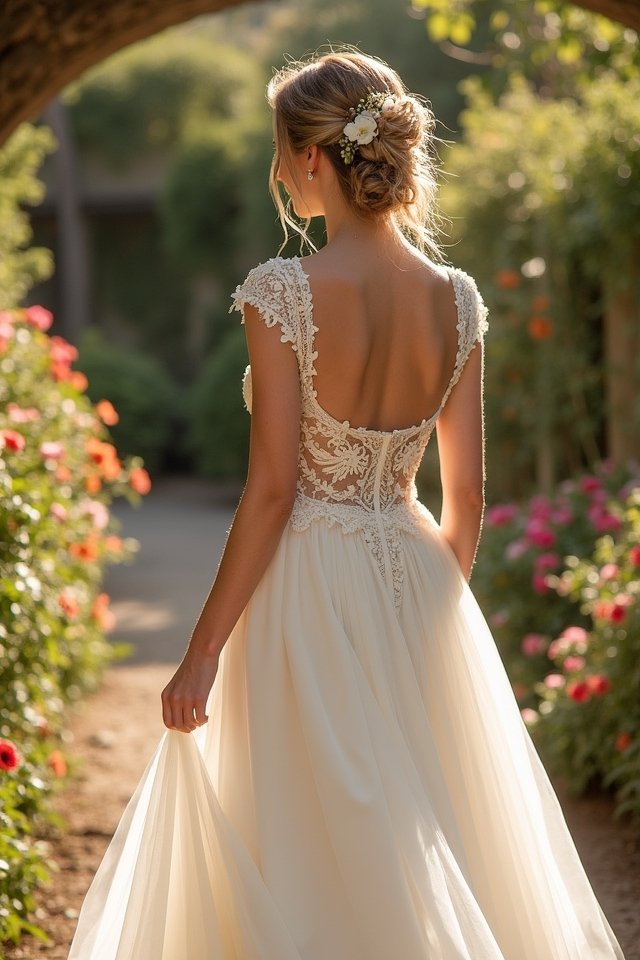 romantic flowy a line gown