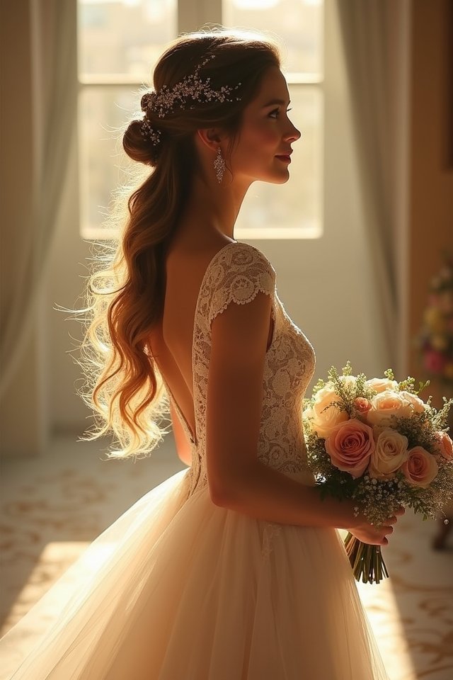 romantic gaze in twinkling lights