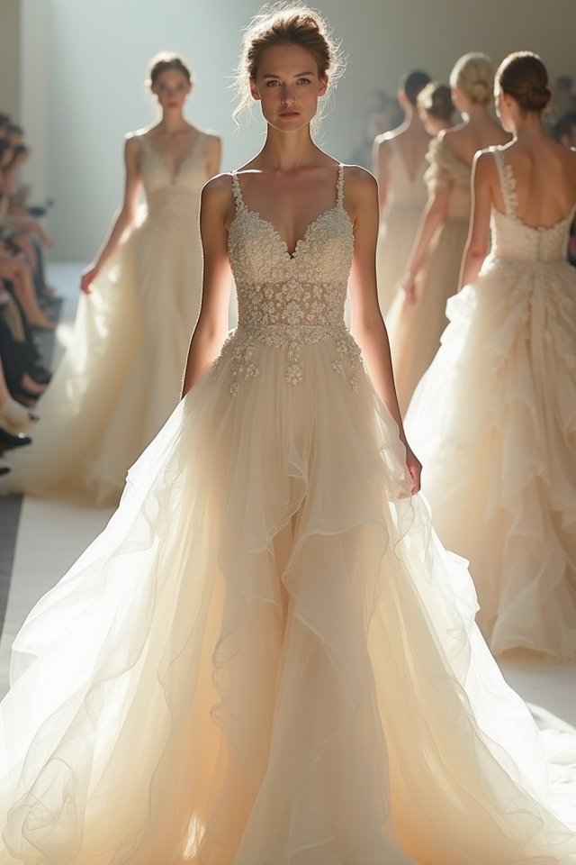 romantic gown with ruffles