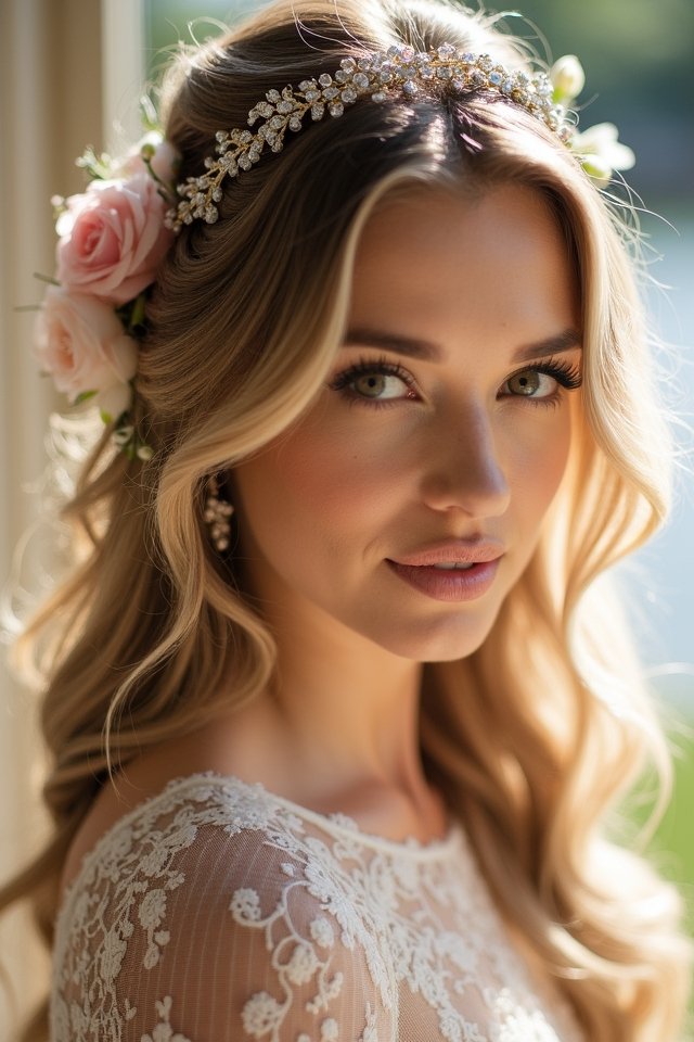 romantic hairstyle with accessories