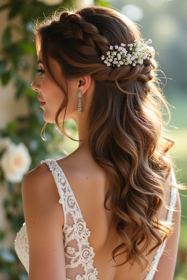 romantic half up curls