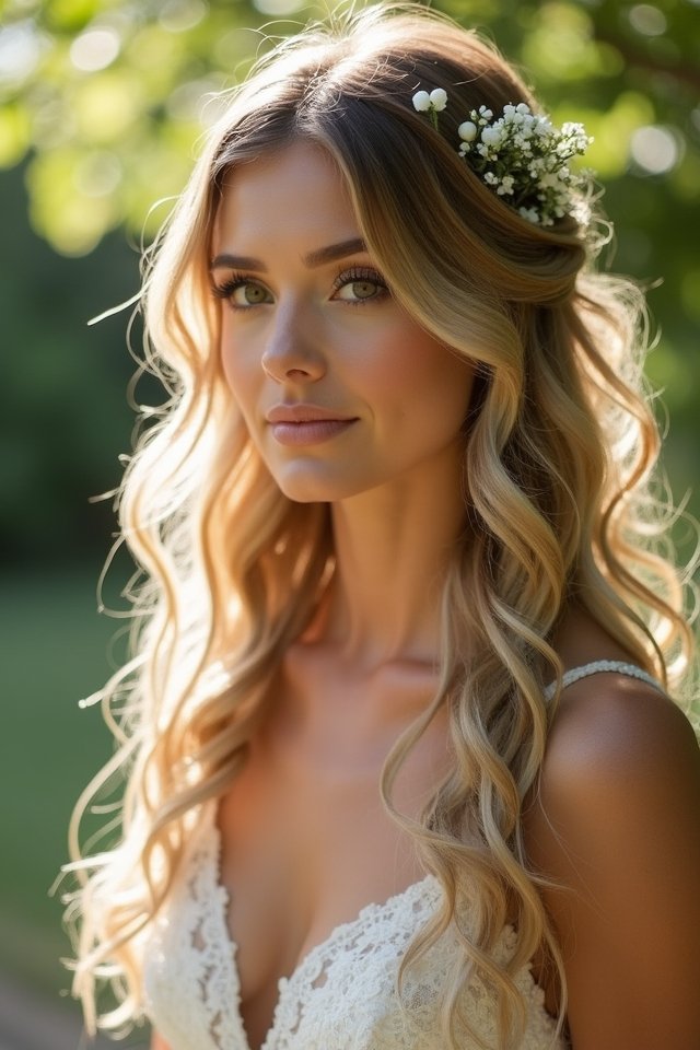 romantic half up curls elegance