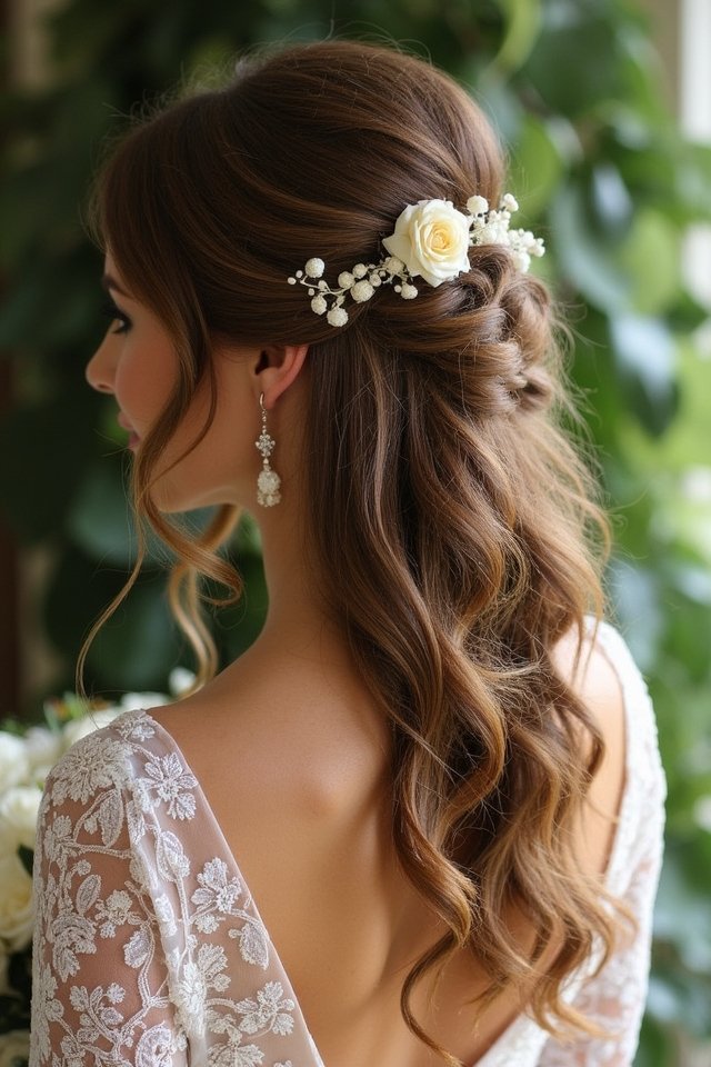 romantic half up curls hairstyle