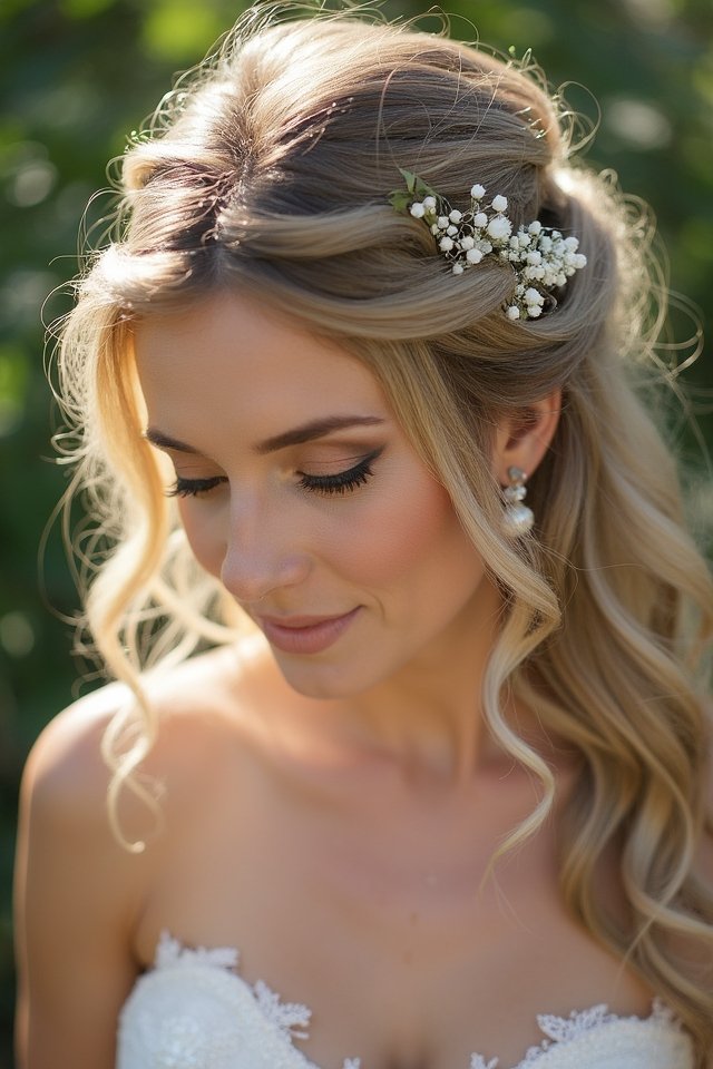 romantic half updo twists