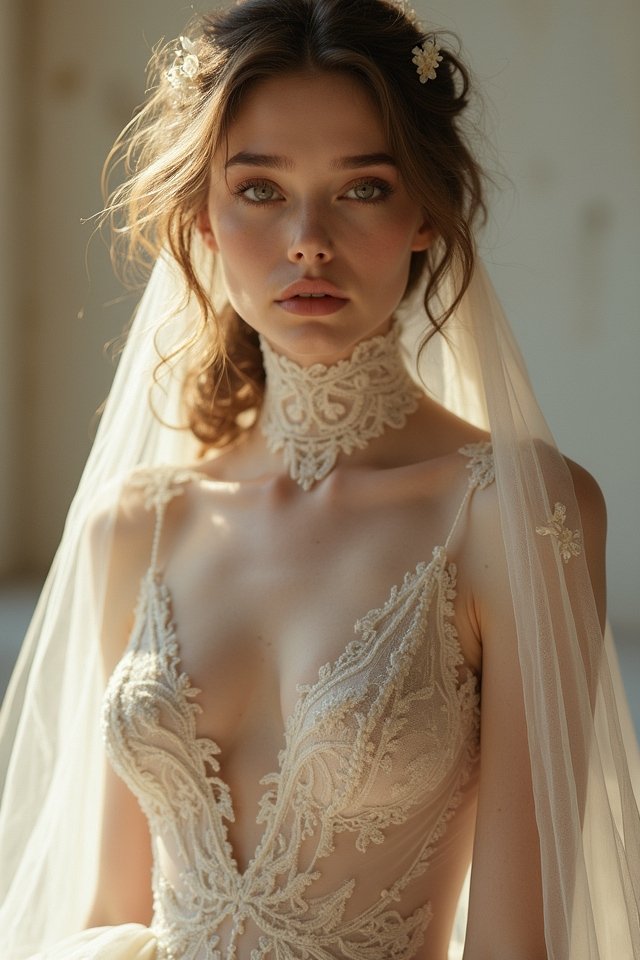 romantic high neck gown