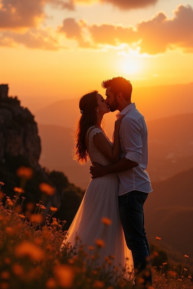 romantic kiss in paradise