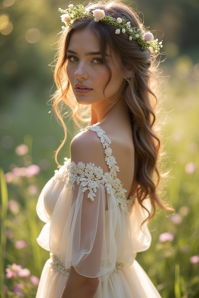 romantic lace a line gown
