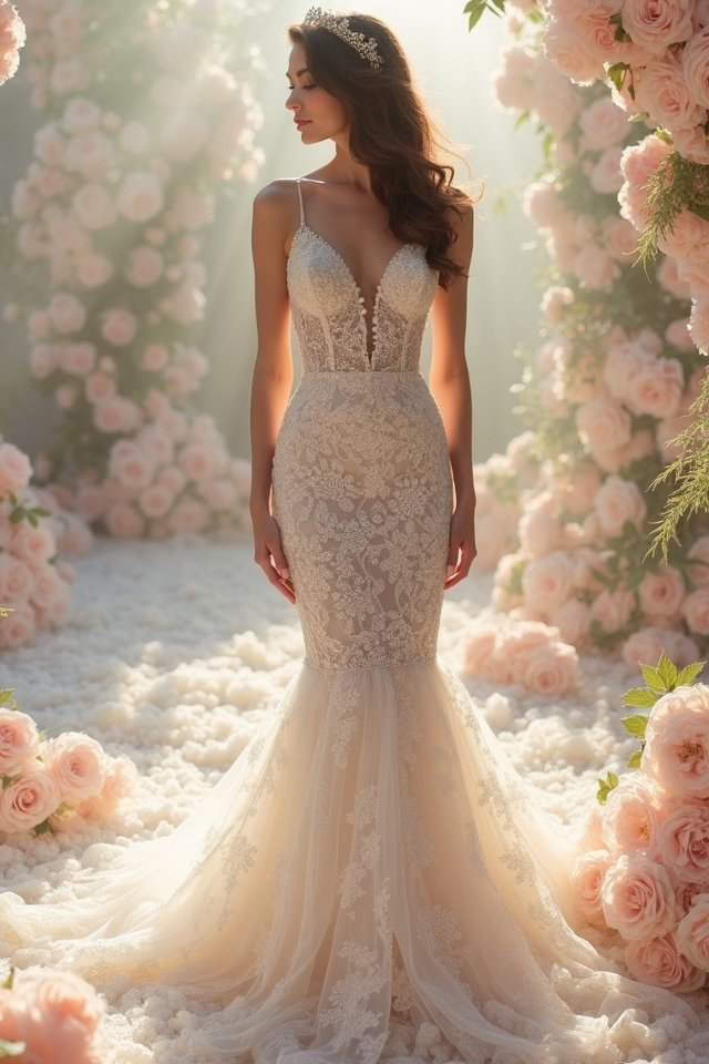 romantic lace mermaid gown