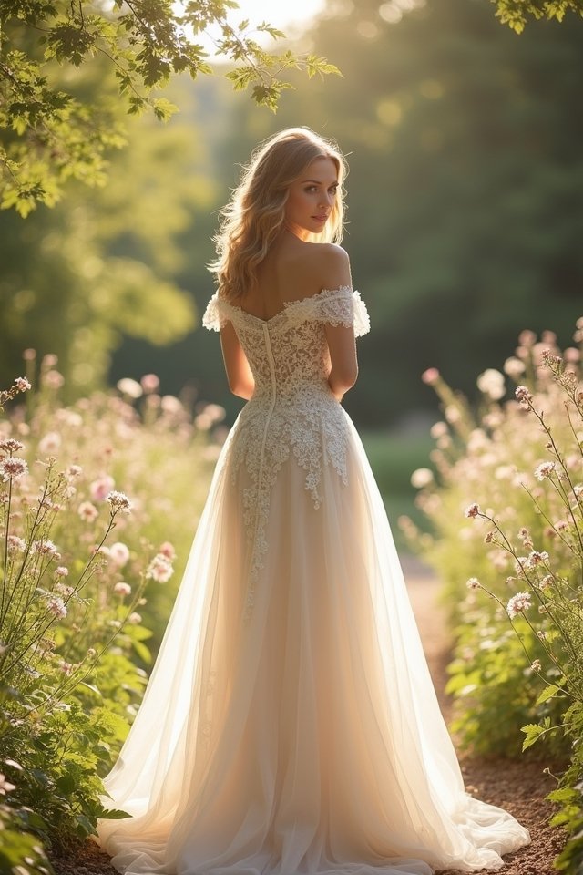romantic lace off shoulder elegance