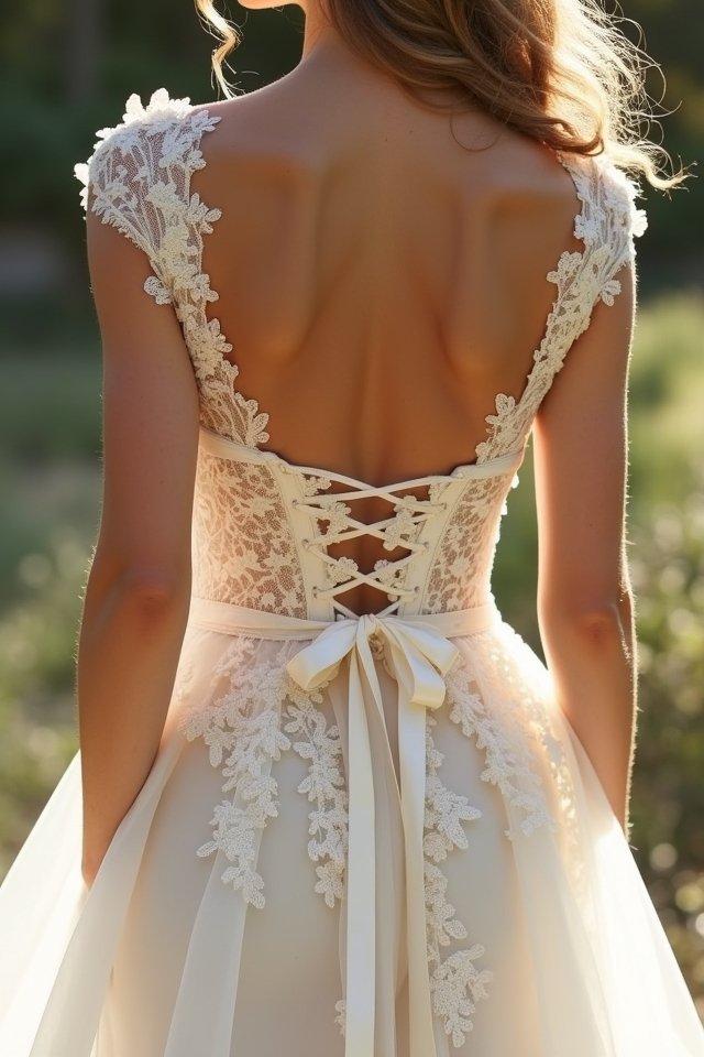 romantic lace up bridal gown