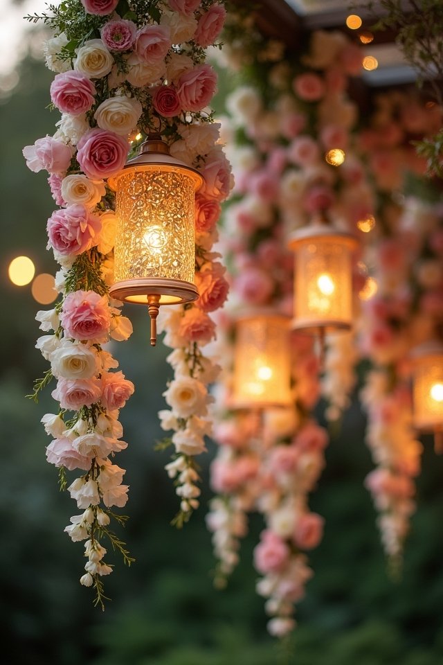 romantic lanterns and flowers