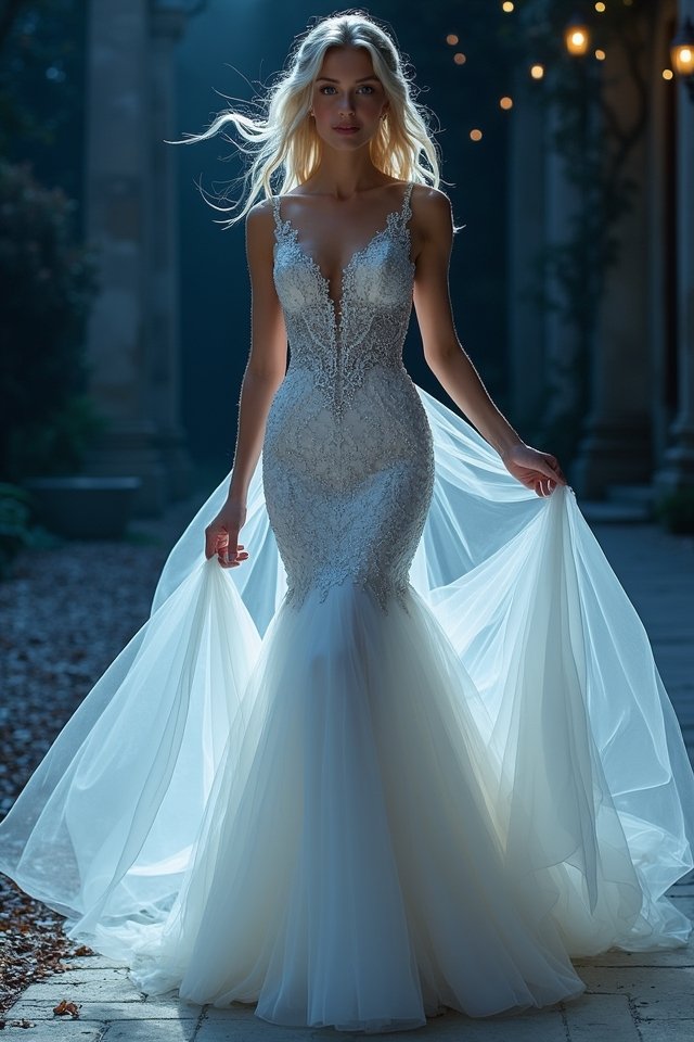 romantic mermaid wedding gown