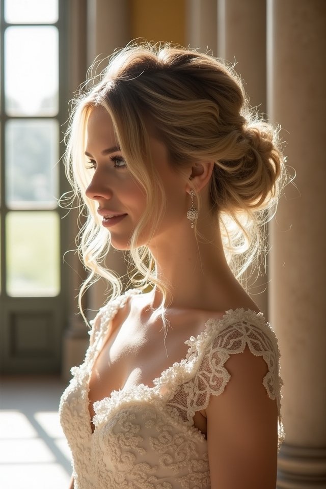 romantic messy bun hairstyle