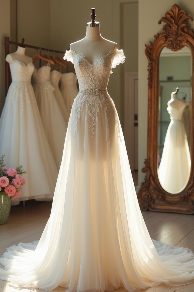 romantic off shoulder bridal gowns