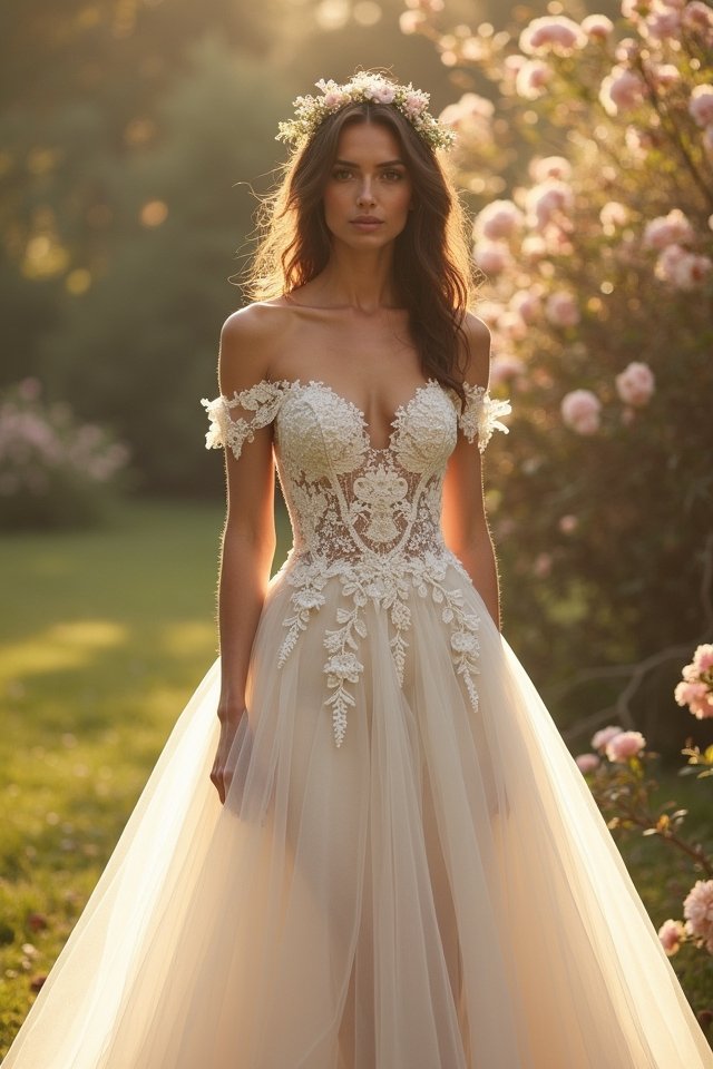 romantic off shoulder elegance