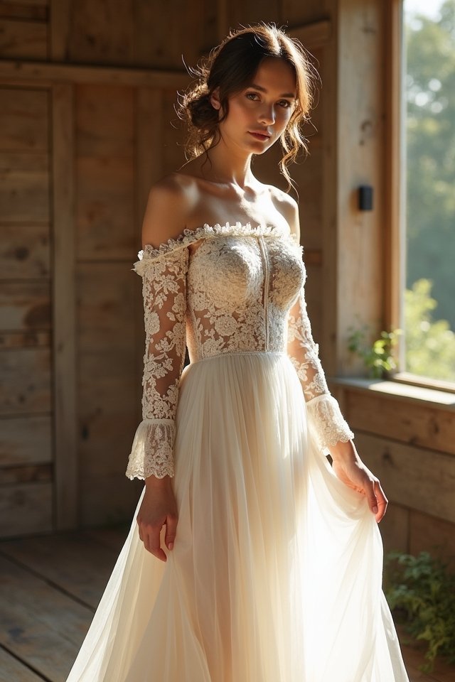 romantic off shoulder elegance