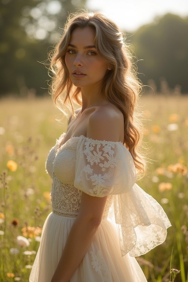 romantic off shoulder elegance
