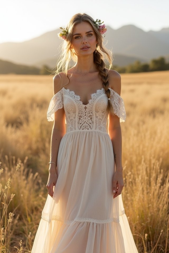 romantic off shoulder gown