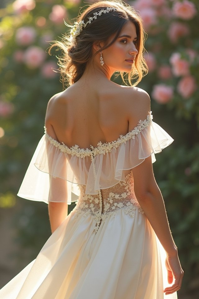 romantic off shoulder satin elegance