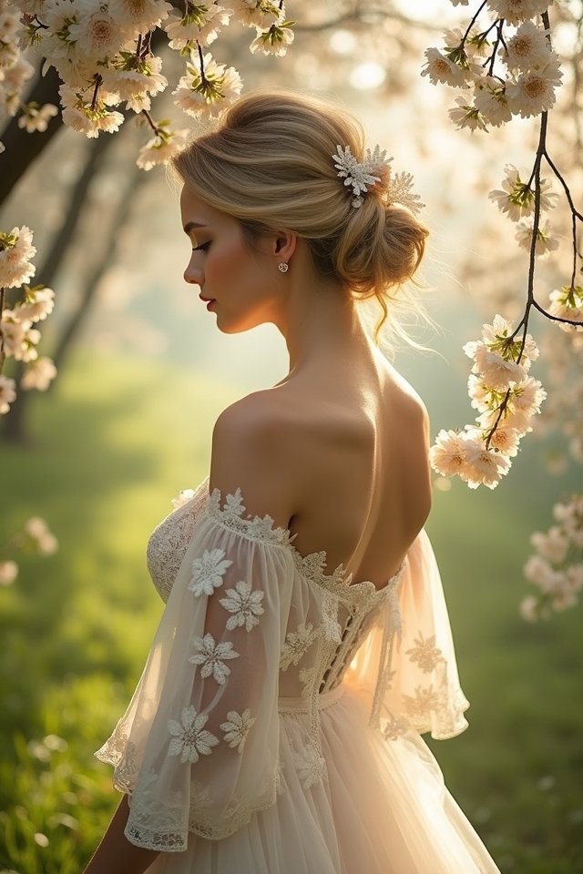 romantic off shoulder wedding gown