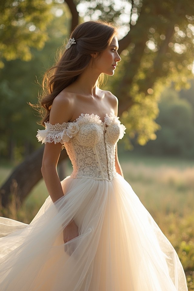 romantic off the shoulder gown