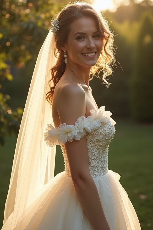 romantic off the shoulder gown