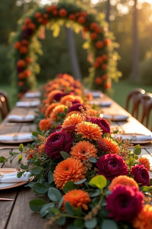 romantic orange and plum blossoms