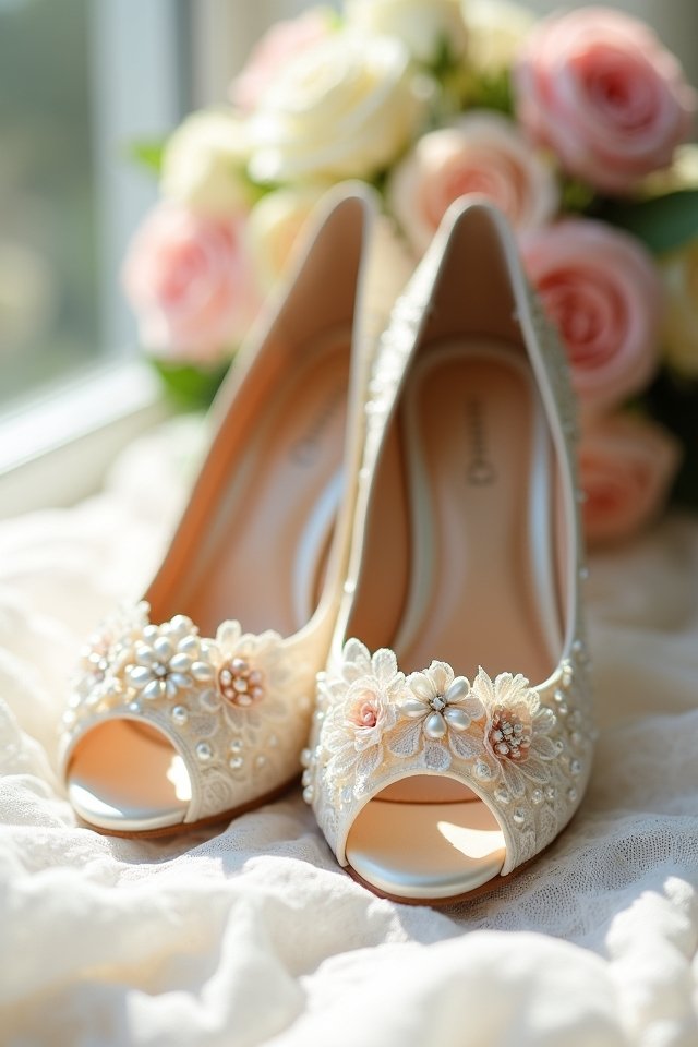 romantic peep toe wedding heels