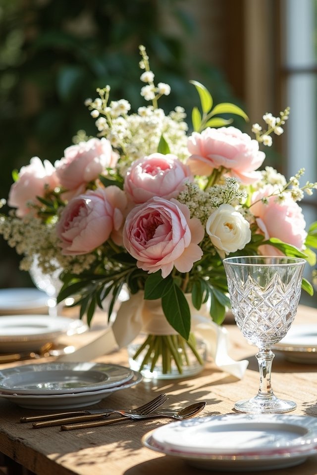 romantic peony and lisianthus bouquet
