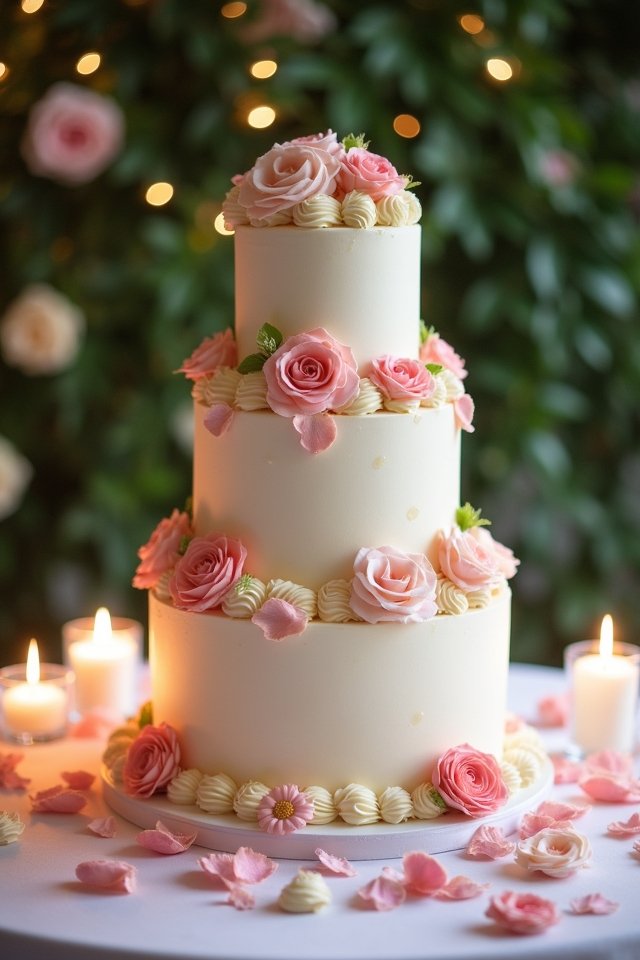 romantic rose petal cake