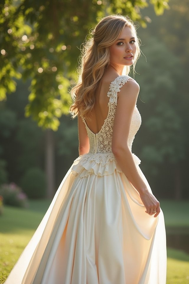 romantic ruffled satin elegance