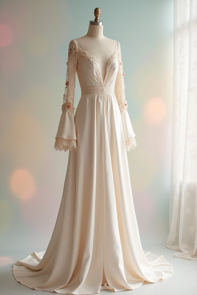 romantic satin bell sleeves