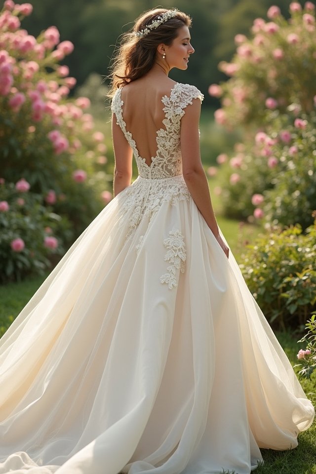 romantic satin cap sleeve gown