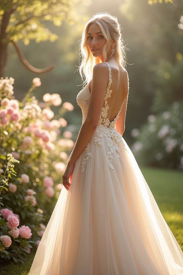 romantic satin floral gown