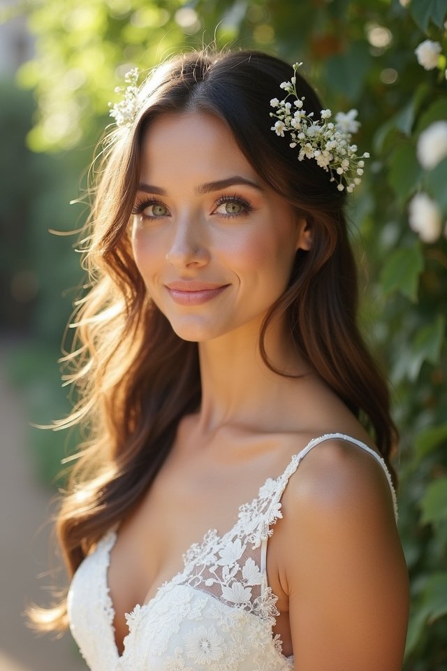 romantic side swept hairstyle elegance