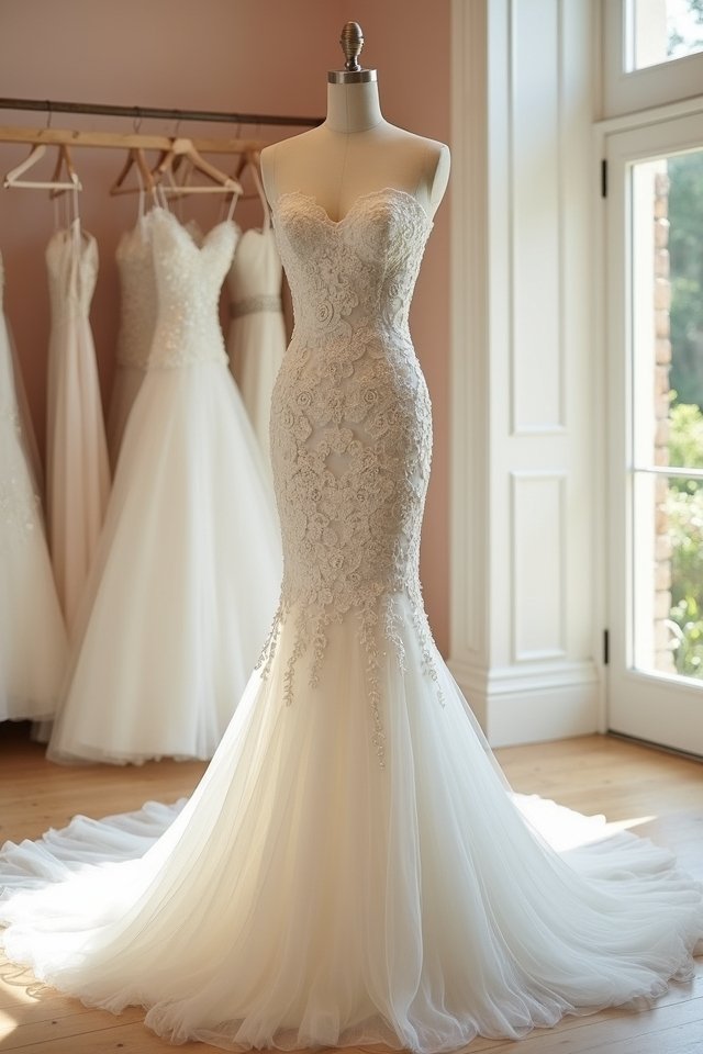romantic strapless sweetheart gown