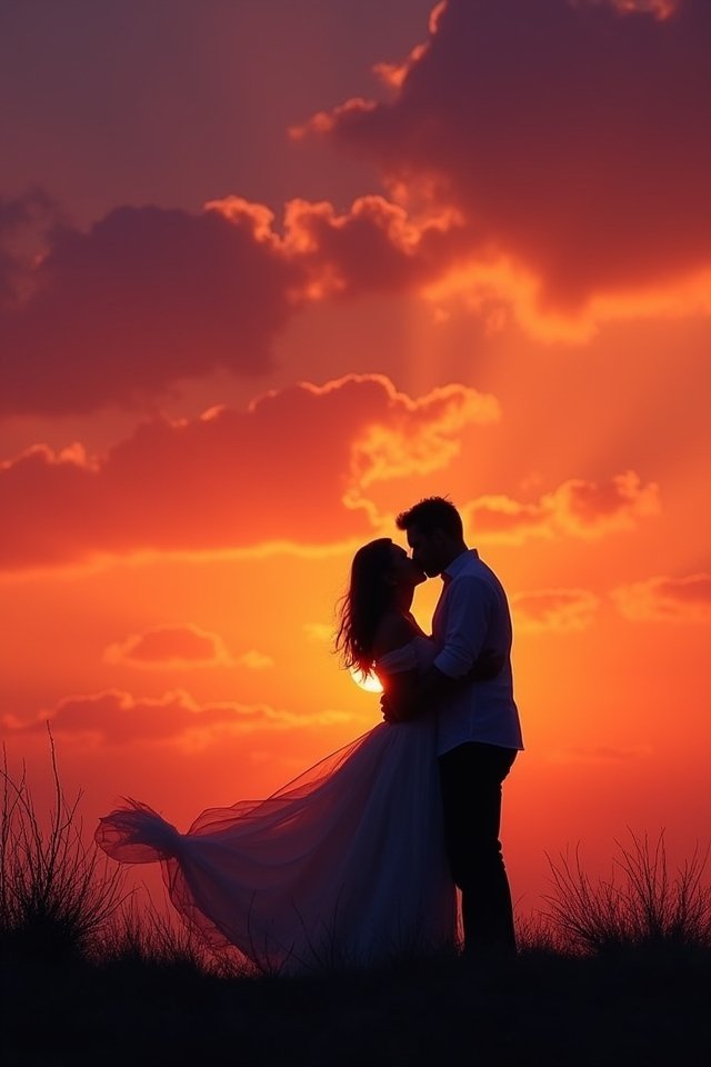 romantic sunset silhouette photography