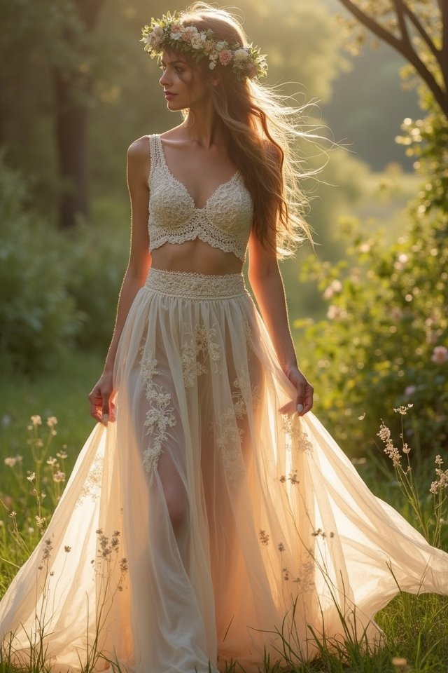 romantic two piece wedding ensemble