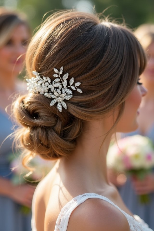 romantic updo with hairpins