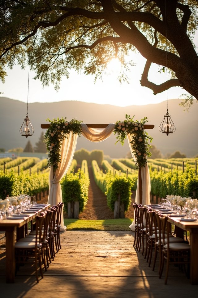 romantic vineyard wedding backdrop