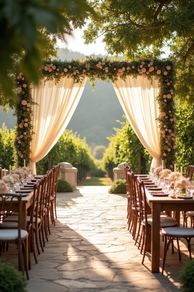 romantic vineyard wedding setting