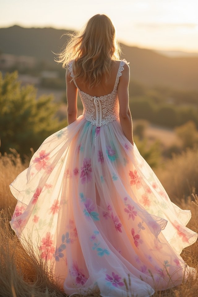 romantic watercolor corset dress