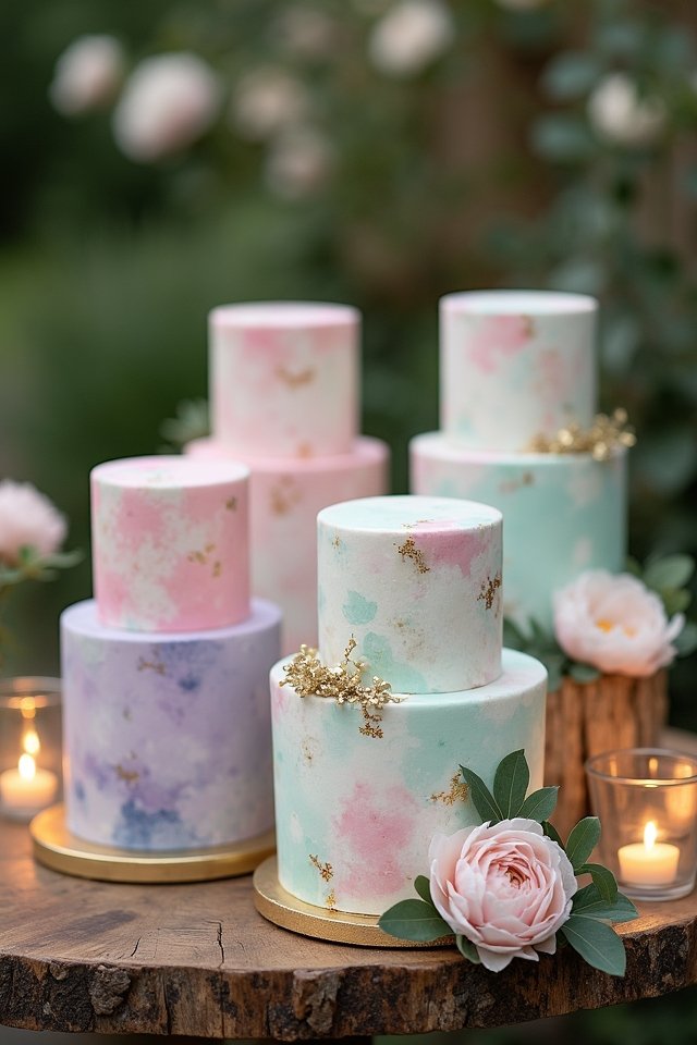 romantic watercolor wedding cakes