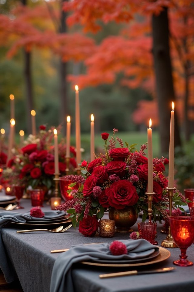 ruby red charcoal grey elegance